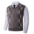 thumbnail image 4 of gbyLJF Men's Sweater Casual V Neck Sleeveless Sweater Slim Fit Knitted Pullover Diamond-shaped Texture Sweaters, 4 of 5