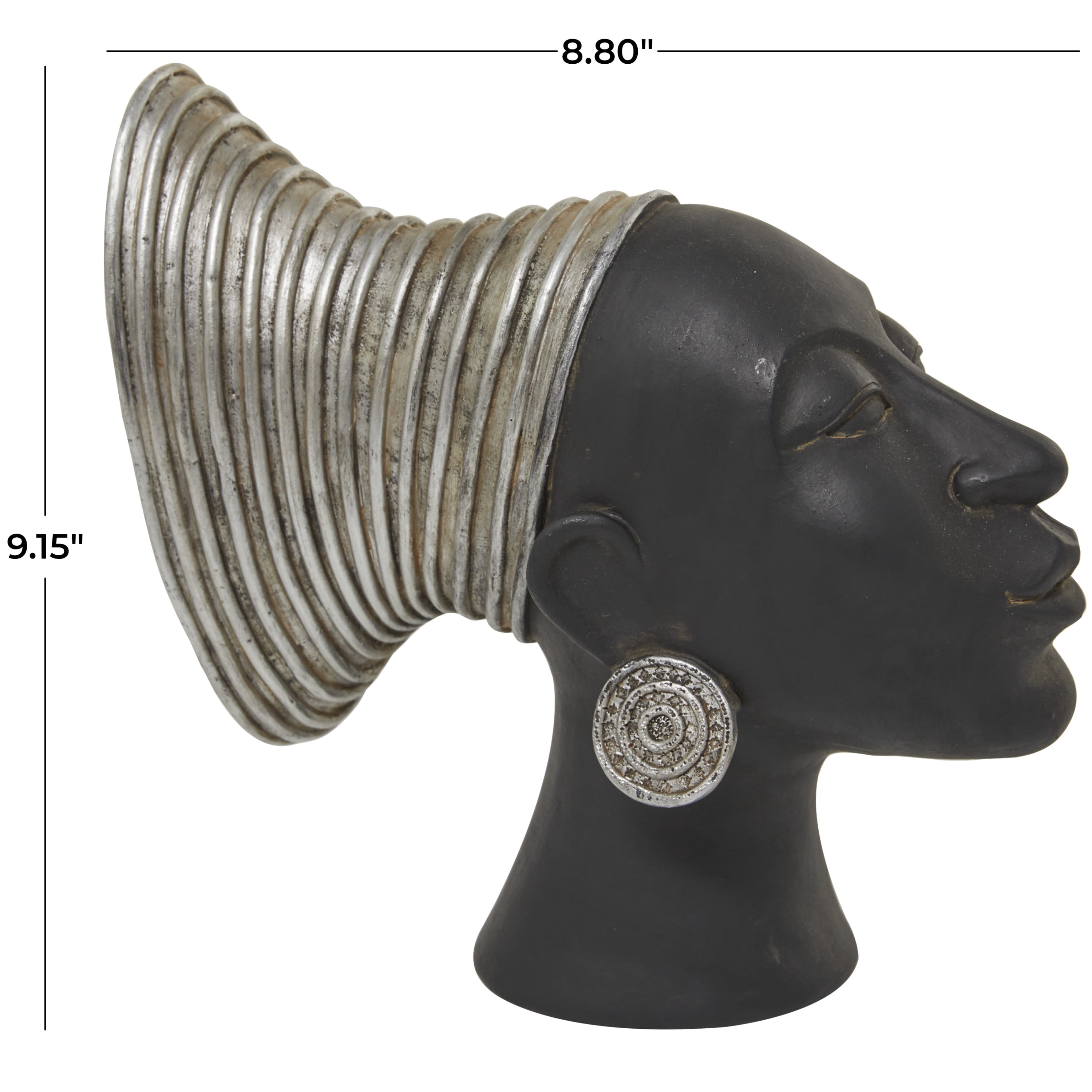 4" x 9" Black Resin African Woman Sculpture, by DecMode