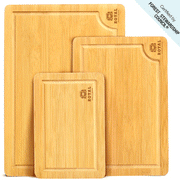 Bamboo Cutting Board Set (2/3/4/5 pcs) with Juice Groove - Kitchen Chopping Board for Meat (Butcher Block) Cheese and Vegetables - Anti Microbial Heavy Duty Serving Tray w/Handles by Royal Craft Wood