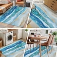 thumbnail image 6 of Turquoise Marble Washable Area Rugs 2.7'x5', Abstract Ocean Waves Gold Stripes Modern Low Pile Throw Living Room Rug Non-Slip Sturdy Edge Binding Carpet for Indoor Entryway Bedside Kitchen, 6 of 9