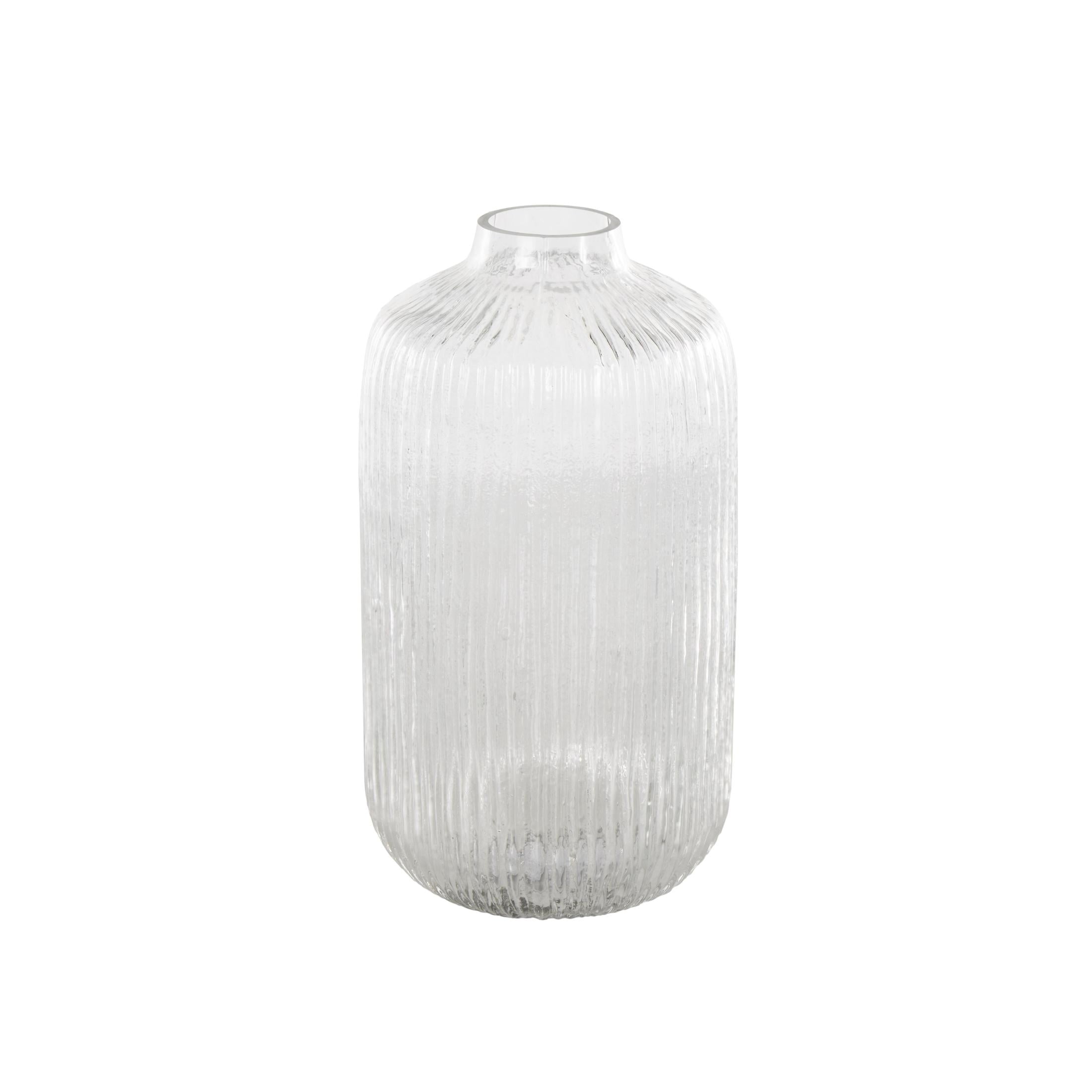 DecMode 11" Ribbed Glass Vase