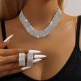 thumbnail image 3 of Lifetechs 2 Pcs/Set Women Necklace Earrings Set for Formal Banquet and Prom Multi-layered Rhinestone Adjustable Length Wedding Bride Star Celebrity Jewelry Set, 3 of 7