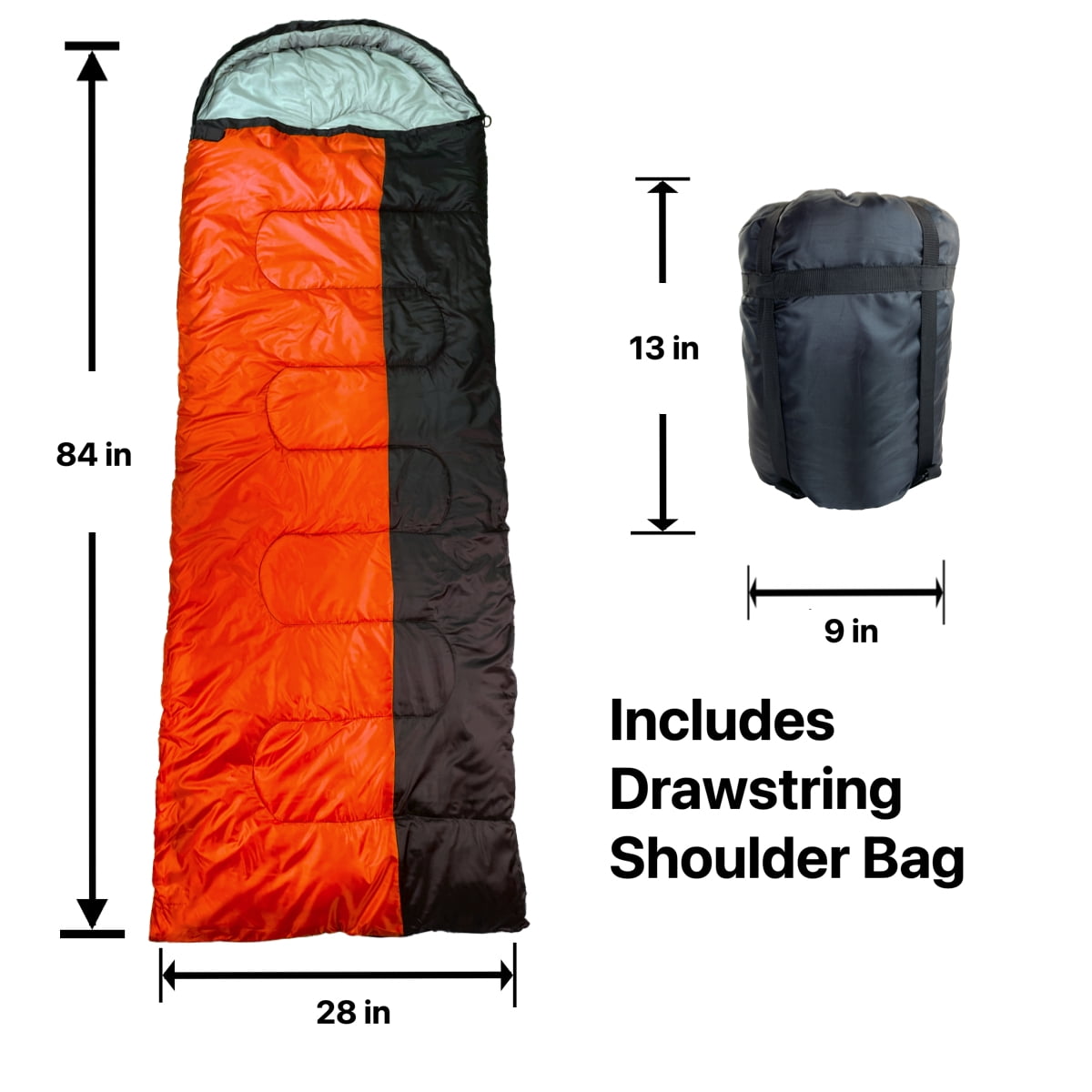 RNX 4 Season Lightweight Sleeping Bag with Compression Sack, 32 Degree F