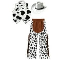 thumbnail image 6 of vastwit 4Pcs Unisex Cowboy Cowgirl Costume Kids Cow Print Vest with Pants Bandanna Western Cowboy Hat White 12, 6 of 9