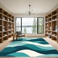 thumbnail image 2 of ODIKA 4'x6' Machine Washable Non-Slip Area Rug, Abstract Teal High Traffic Rug, Blue, 1066979, 2 of 7