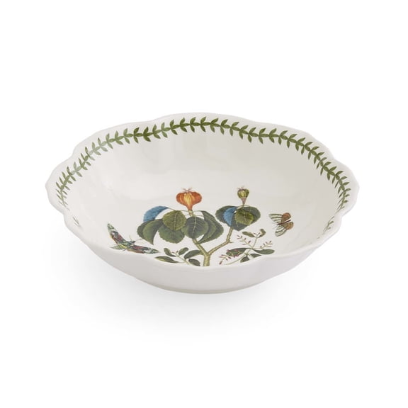 Portmeirion Botanic Garden Lotus Blossom Bowl - Manchineel Tree Design, Floral Porcelain Serving Bowl for Soup, Salad & Fruit, 9-Inch Decorative Kitchen Tableware - Dishwasher & Microwave Safe