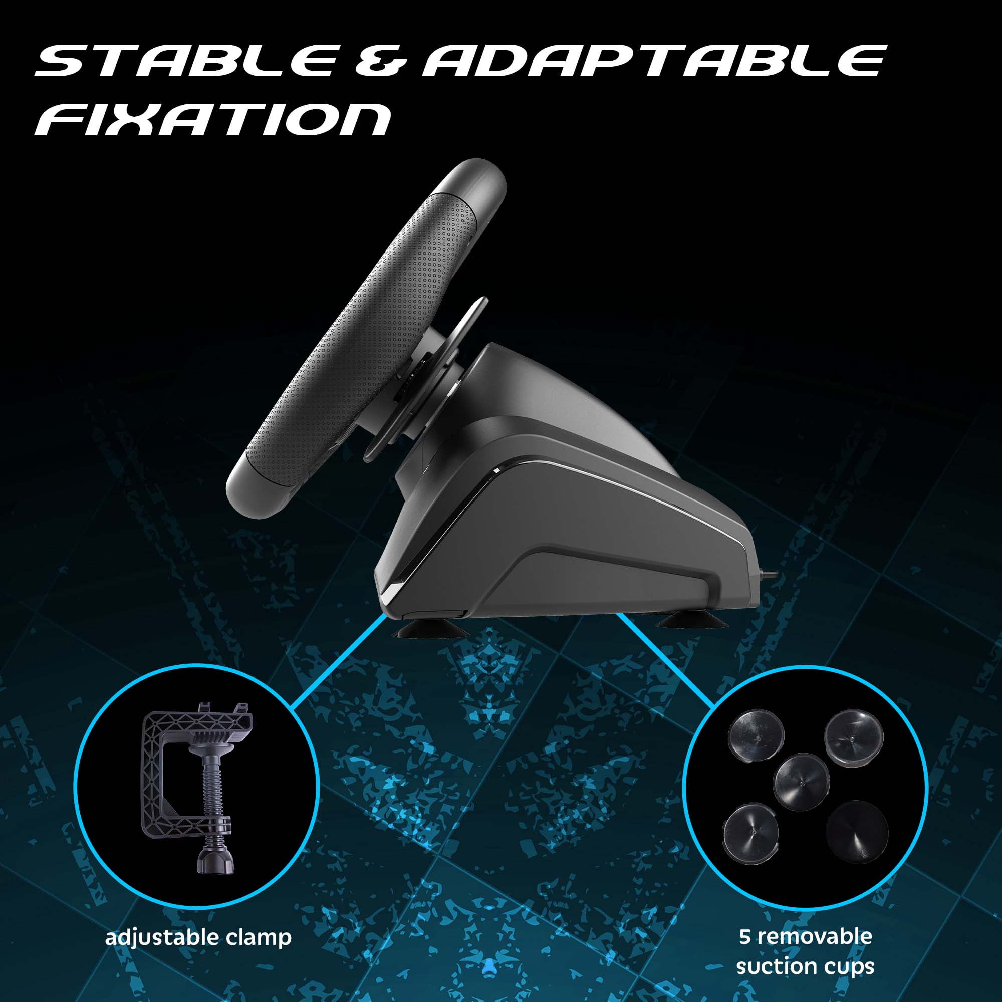 Subsonic - Superdrive 270 GT5 Steering Wheel - Dual stick LED racing wheel, 270° rotation, with pedals and paddle shifters. For PS5 and PC – Black