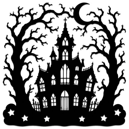 Gothic Castle and Moon Metal Wall Art Metal Signs WallArt Decor Metal Outdoor Decor Wall Sculpture Metal Plaque Hanging Sign Artwork Elegant Trendy Home Decoration for Living Room