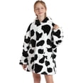 thumbnail image 2 of Wearable Blanket Hoodie for Kids 4-12YR Oversized Animal Hooded Blanket Super Soft Comfortable Warm Flannel Cow, 2 of 6