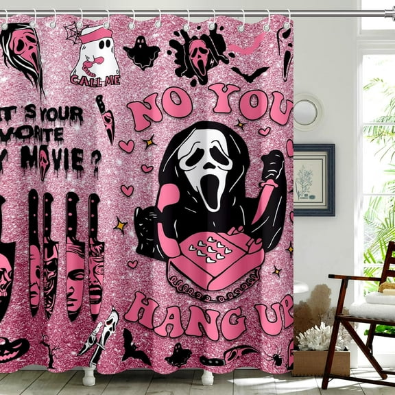 Ghostface Shower Curtain Home Culture Cloth Fabric Halloween Party Scary Decorative Bathroom Decor 72''''x 72'''' Set with Hooks