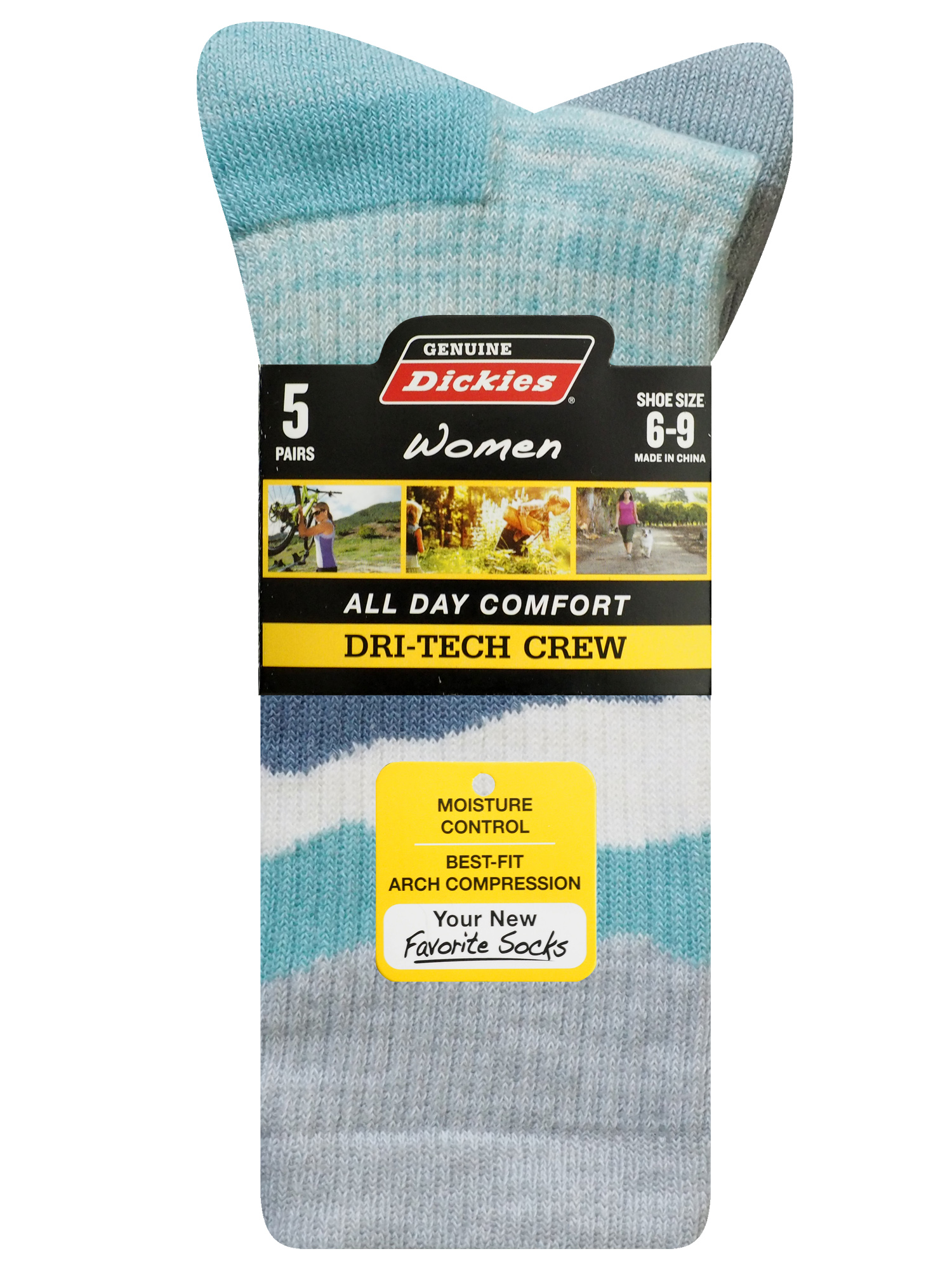 Genuine Dickies Women's Dri-Tech Mtn Crew Socks, 5-Pack
