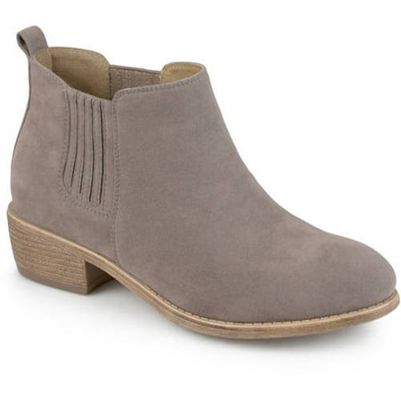 Brinley Co. Women's Stacked Heel Faux Suede Ankle (Best Wedge Ankle Boots)