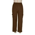thumbnail image 6 of SYMOID Womens Pants for Fall and Winter,Casual Wide Leg Cargo Pants for Women,Baggy Trousers Pants with Pockets,Brown Pants,XL, 6 of 8