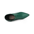 thumbnail image 4 of BLISSFUL STEP Women's Ankle Boots Slouch Pointed Toe Stiletto Heel Side Zip PU Booties Dark Green 8, 4 of 8