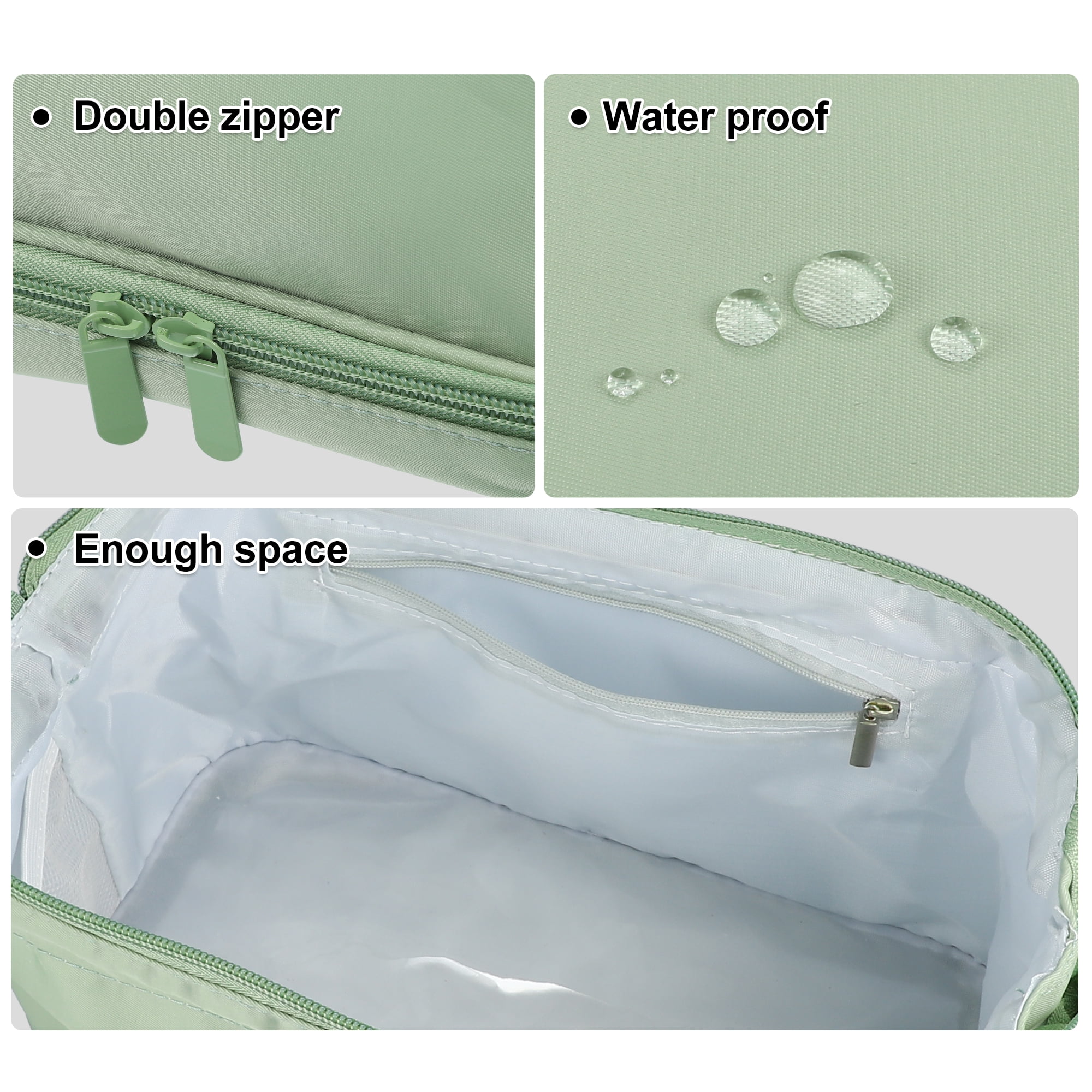 Unique Bargains Floral Makeup Bag Zipper Flower Cosmetic Pouch Green