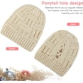 thumbnail image 5 of BEIPEGIN 2 Pack Ponytail Hats for Women Criss Cross Winter High Messy Bun Beanie Hat with Ponytail Hole (Colorful Black & Rice), 5 of 7