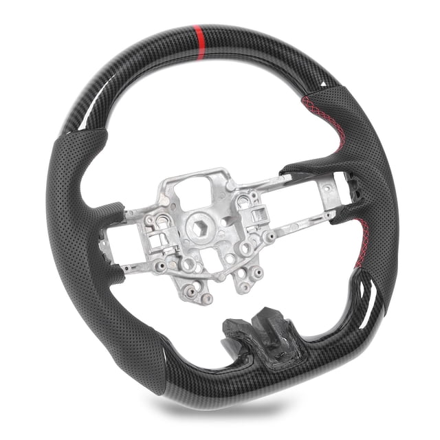 Volant Hydro Dip, Structure Durable Anneau Supérieur Rouge Cuir Perforé Volant Plat pour V6 EcoBoost GT Shelby