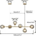 thumbnail image 3 of KCO Lighting 6-Light Smoke Glass Sputnik Chandelier Brass Gold Linear Pendant Lighting, 3 of 10