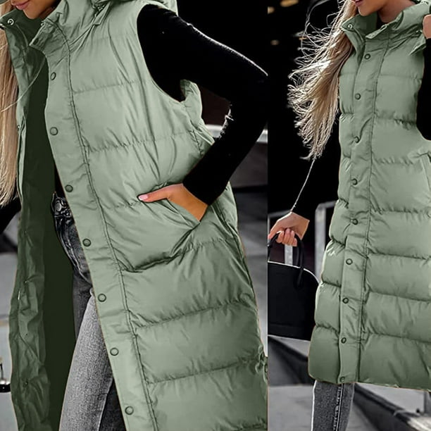Women's Winter Long Down Vest Full-Zip Sleeveless Puffer Women's Winter Long Down Vest Full-Zip Sleeveless Puffer