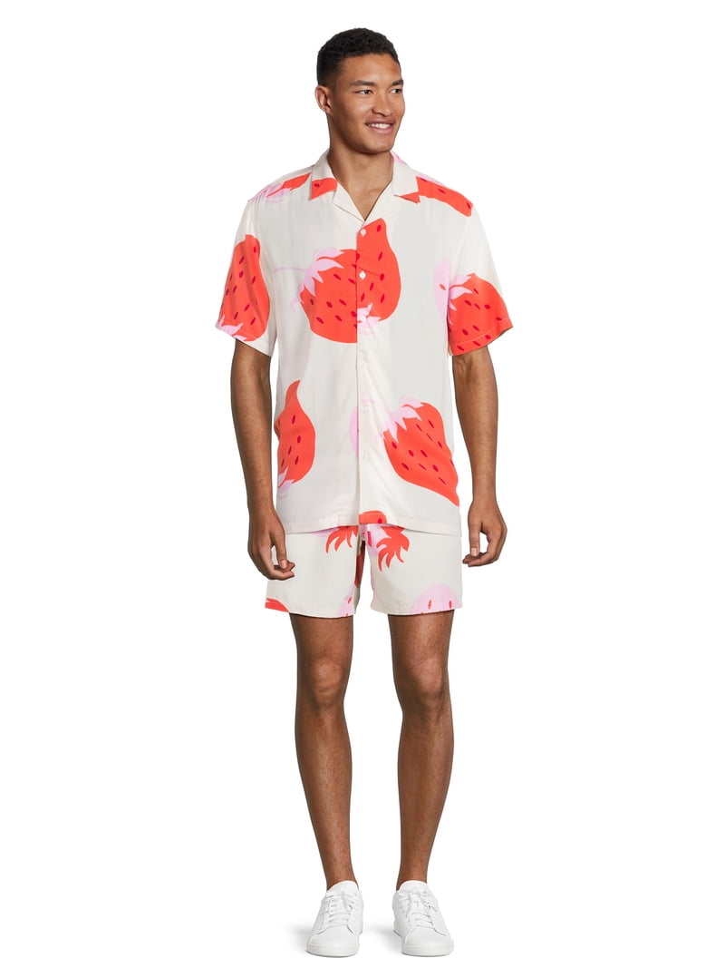 No Boundaries Men's & Big Men's Button-Down Rayon Shirt, Sizes XS