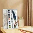 thumbnail image 3 of KLKCMS Vintage Feather Pen Set Antique Writing Quill Ink Pen with navy blue, 3 of 9