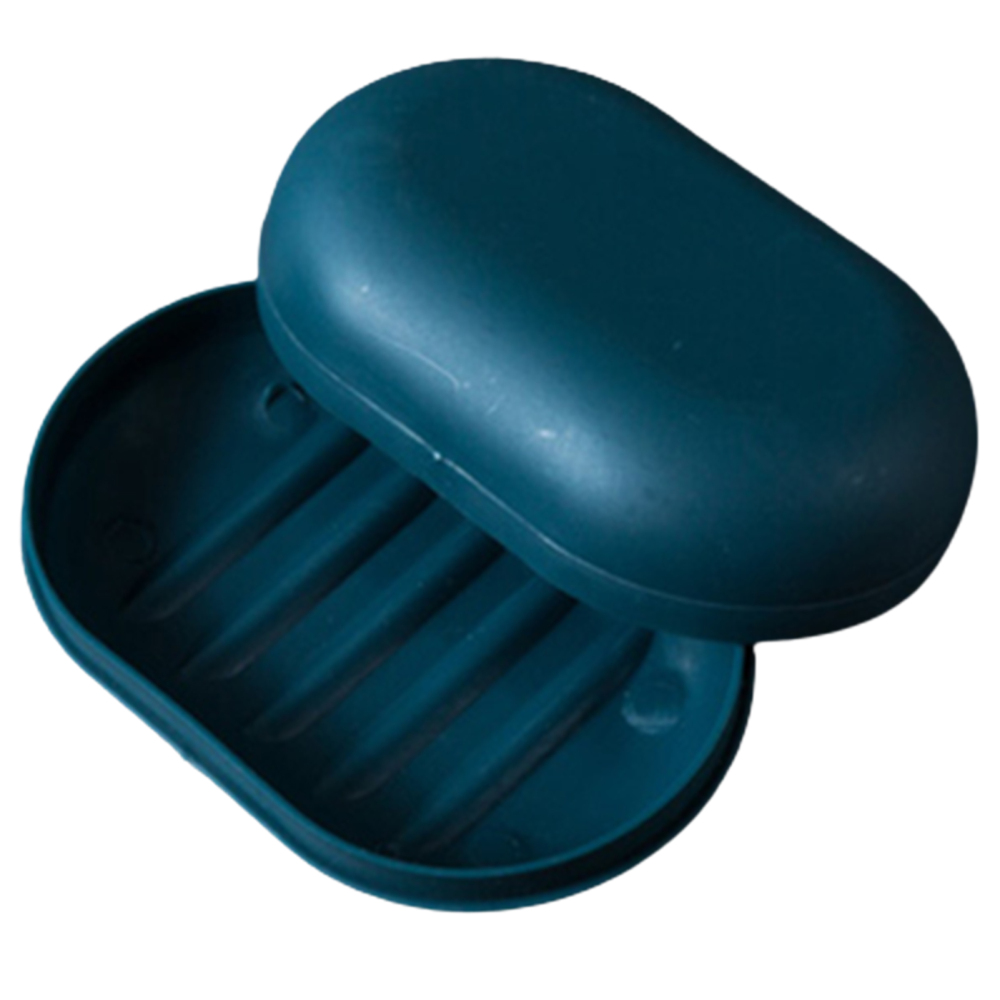 Soap Savers Case Container Soap Box with Lid Sealed Bar Soap Container For Bathroom Dark Blue