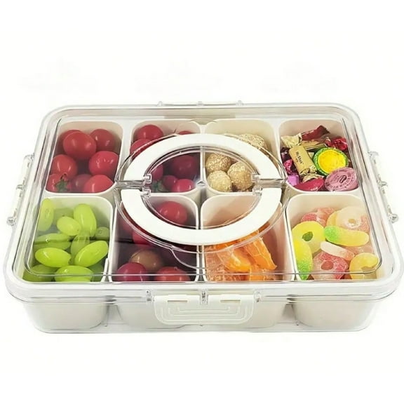 1Pack Snackle Box Container - Dishwasher Safety Divided, Serving Tray With Lid And Handle - Charcuterie Board For Portable Snack Platters - Clear Organizer For Fruits Snacks