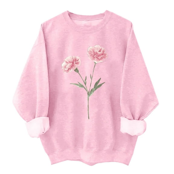 Fall Hoodless Sweatshirt for Women Printed Casual Crewneck Long Sleeve Ladies Loose Hoodless Sweatshirts