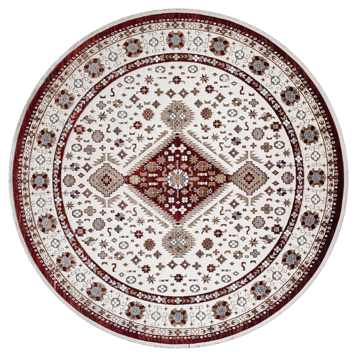 United Weavers Riviera Belva Round Rug, Border Pattern, Burgundy, 7'11" X 7'11"