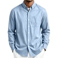 thumbnail image 2 of StSilkitty Button down Shirts for Men Long Sleeve Stand Collar Dress Shirt with Pocket Lightweight Soft Office Work Tops, 2 of 7