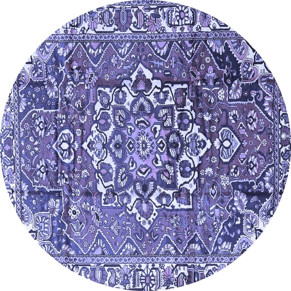 Ahgly Company Machine Washable Indoor Round Persian Blue Traditional Area Rugs, 7' Round