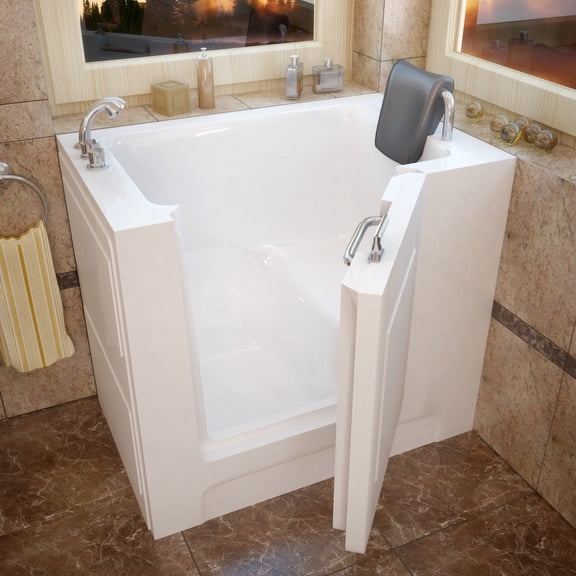 Meditub 2739Ls 39" Acrylic Soaking Walk In Tub For Alcove, Corner, Or Single Wall