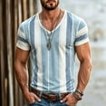 thumbnail image 3 of XIAONU Classic Striped V-Neck T-Shirt for Men Short-Sleeve Slim-Fit Casual Everyday Basic Tee, 3 of 3