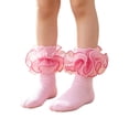 thumbnail image 2 of Yuaguia Girls Lace Trim Breathable Princess Dance Socks, Cute Ruffle Short Socks for Kids Daily Wear, Party Events, and Spring Dance Performance Accessories, Pink 4-6 Years, 2 of 4