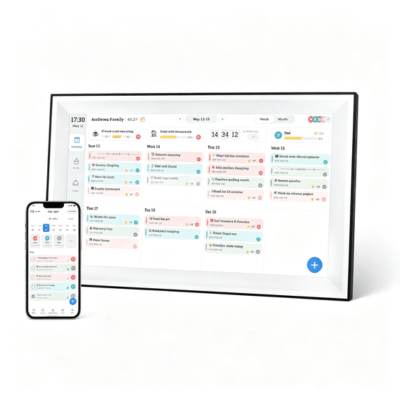 BPPEG 15.6“ Smart Digital Calendar Smart Electronic Planner Calendar Sync | FHD touchscreen, chore chart with rewards, Wall planner, WiFi sync, free app