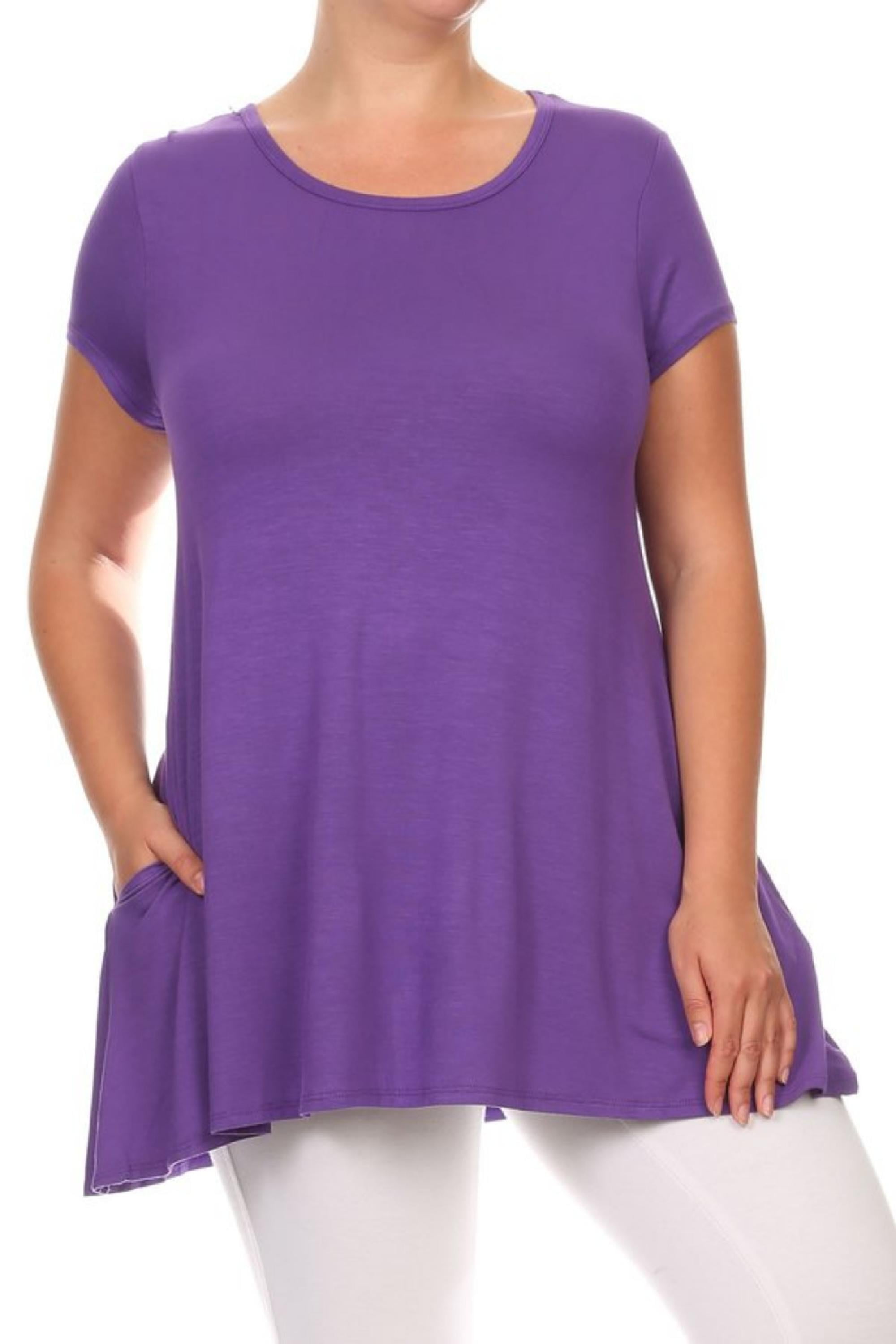 Women's Plus size trendy style solid short sleeves top