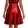 thumbnail image 3 of Wutalume Sexy High Waisted Pleated Performance Skirt for Women, Stage Dance Skirt with Full Flare, Sequined Detail for Shows and Parties,Red M, 3 of 3