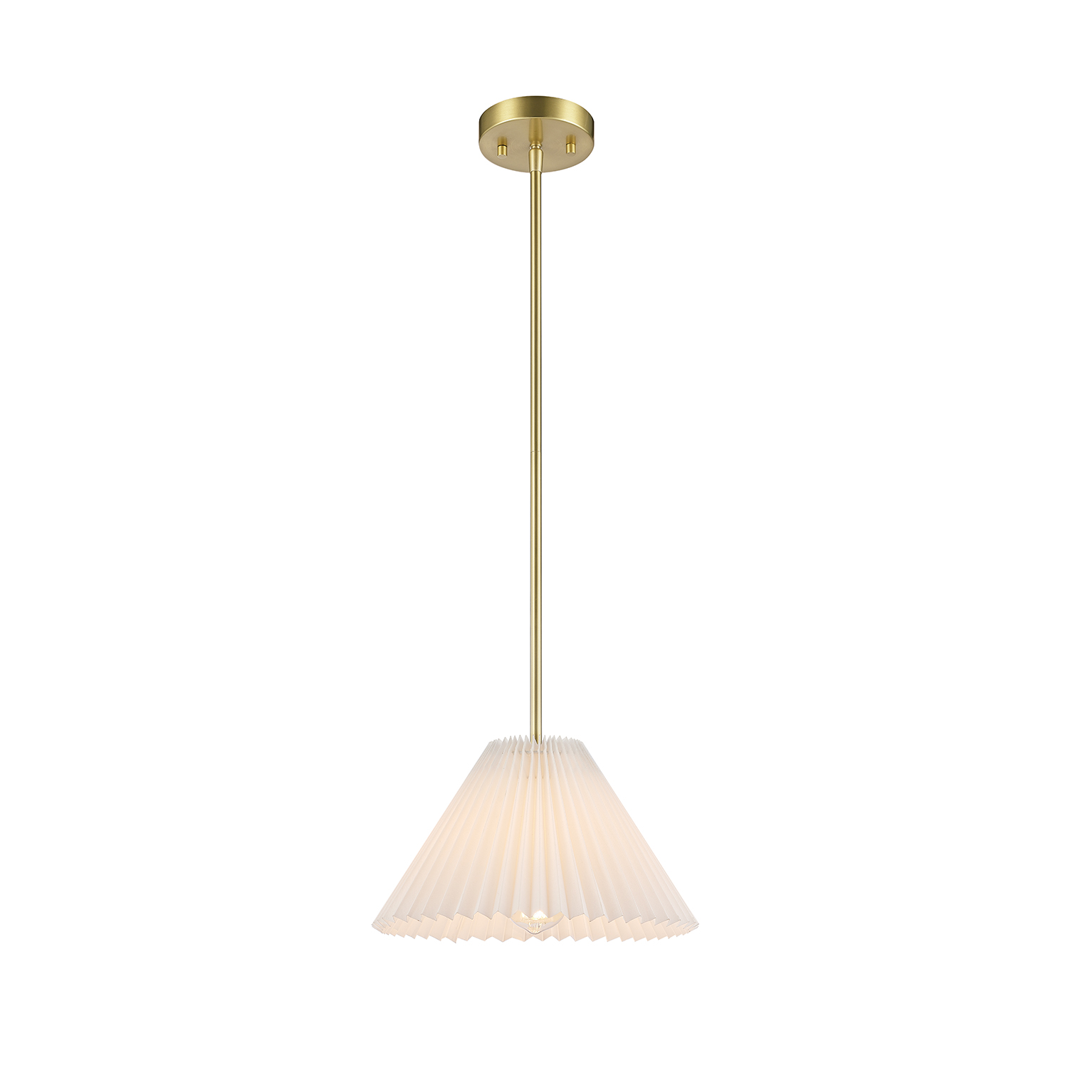 Novogratz x Globe Matte Brass Pendant Lighting with Off-White Pleated Fabric Shade