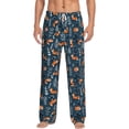 thumbnail image 2 of Picia Playful Foxes Forest Blues Mens Soft Woven Cotton Elastic Waistband Sleep Pajama Pant Lounge Sleep Pant With Pockets And Drawstring-XX-Large, 2 of 9