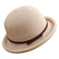 thumbnail image 2 of Lady Hats Round Top Rolled Edge Trendy Soft Fine Weave Design Fisherman Hat Summer Beach Caps for Women, 2 of 7