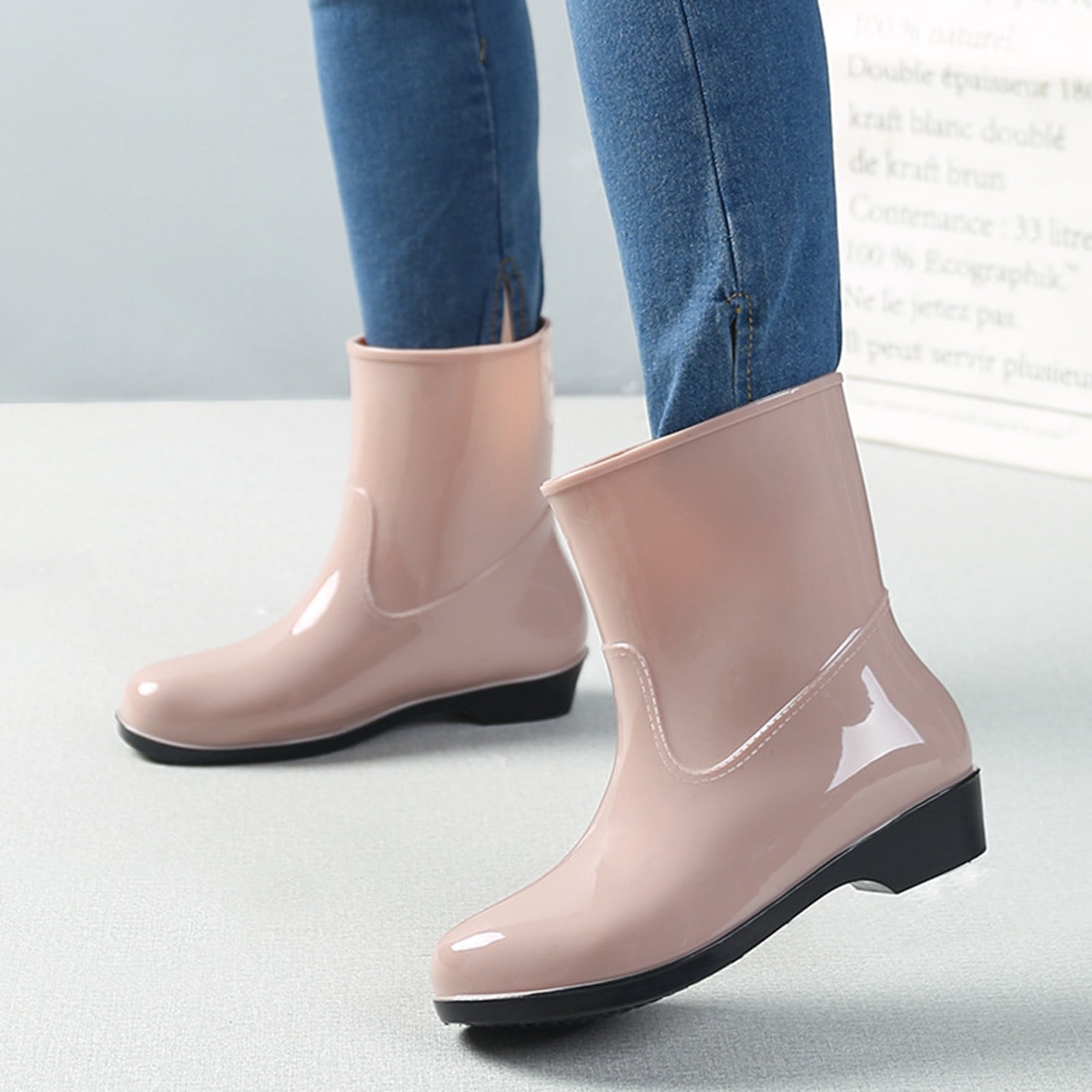 EHQJNJ Womens Rain Boots Wide Calf Leopard Shoes Short Rain Boots for Ankle Waterproof Rainboot on Garden Boot Rubber Shoes Womens Rain Boots Ankle Wide Width Water Boots for Women Nice and Cute