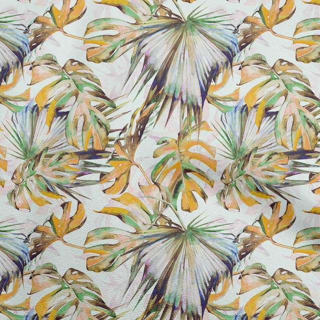 oneOone Rayon Mustard Yellow Fabric Leaves Sewing Craft Projects Fabric Prints By Yard 56 Inch Wide