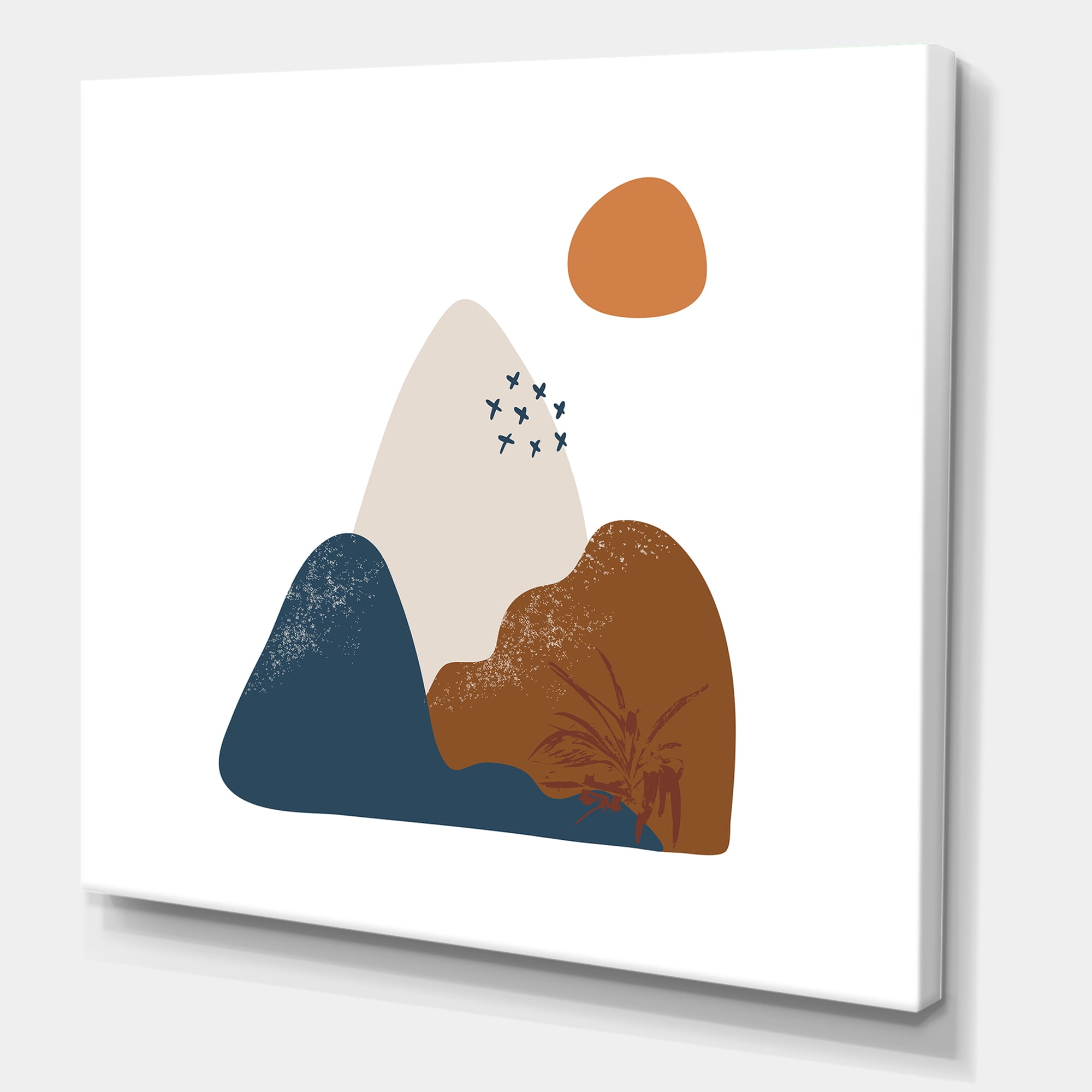 Abstract Minimal Shapes Under Flowers VI 16 in x 16 in Painting Canvas Art Print, by Designart