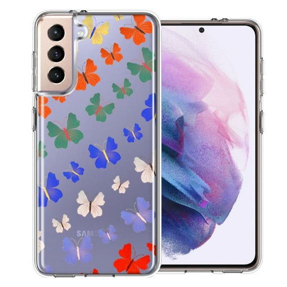 MUNDAZE For Samsung Galaxy S21 Colorful Butterflies Design Double Layer Phone Case Cover