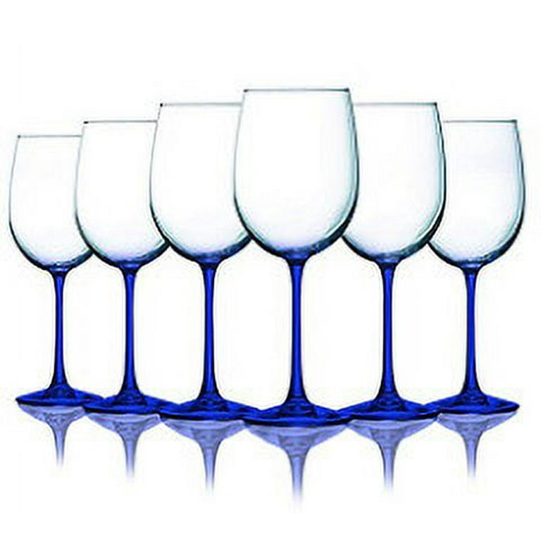Tabletop King Colored Wine Glasses Set of 6 - Colorful Stem Wine Glasses 10 oz - Black Nuance Cute Wine Glass Set - Sturdy Drinking Glasses 