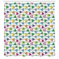 thumbnail image 3 of Geometric Shower Curtain, Vintage Contrast Toned Triangles with Dots and Spouts 80s Avant Garde Art Deco, Fabric Bathroom Set with Hooks, 69W X 84L Inches Extra Long, Multicolor, by Ambesonne, 3 of 3