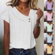 thumbnail image 1 of Blusas,Camiseta holgada de manga corta con cuello en V para mujer, informal, de verano, mezcla de poliéster y elastano, cómoda para usar en casa, sopatenor, 1 of 8