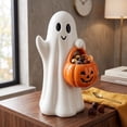 thumbnail image 4 of Sruoe Halloween Ghost Statue with Pumpkin Candy Bowl Outdoor Ghost Figurine Halloween Candy Decoration for Porch Yard Patio Indoor Decor, 4 of 6
