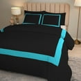 thumbnail image 4 of DNG Creations 5 Piece Full Black And Turquoise Blue Border Line Pattern Duvet Cover - 100% Egyptian Cotton, 800 Thread Count ( Twin/Twin XL ), 4 of 5