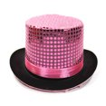 thumbnail image 2 of Sequin Top Hat for Adults - Glittery Stage Magician Jazz Hat, Shiny Carnival Party Prop & Costume Accessory, Vintage Nightclub Performance Headwear Pink, 2 of 3